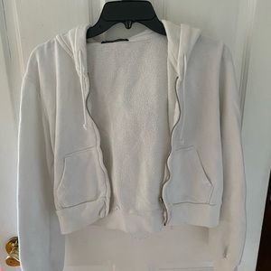 Brandy Melville White cropped zip-up